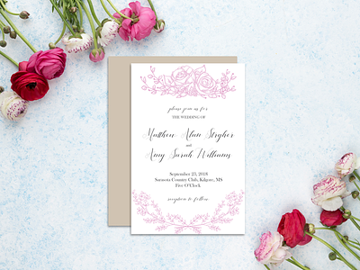 Southern Rose Wedding Invitation design illustration invitation stationery typography