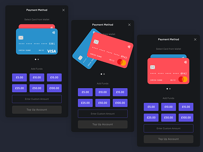 Credit Card Checkout bank credit card credit card checkout dailyui dark dark mode debit card design flat monzo payment app payment form payments product design quick select top up ui ux