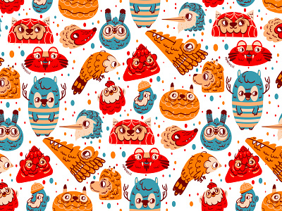 Brief Bestiary character color colorful creature happy kawaii pattern seamless pattern