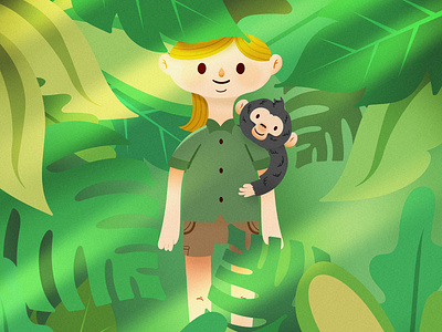 Jane Goodall character design childrens illustration colorful foliage happy illustration