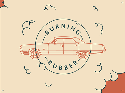 Burning Rubber americana car fun illustration killed linework random vintage