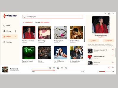 Winamp Redesign desktop app music app playlist screen ui web app winamp