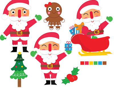 Cute Christmas graphic elements 2023 character design christmas clipart christmas graphic design cute cute illustrations graphic design happy new year ho ho illustration for children kids illustration merry christmas santa claus
