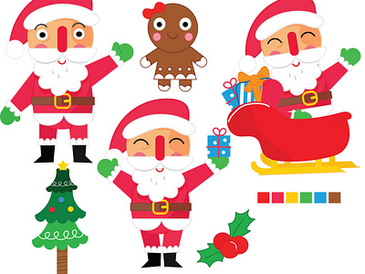 Cute Christmas graphic elements 2023 character design christmas clipart christmas graphic design cute cute illustrations graphic design happy new year ho ho illustration for children kids illustration merry christmas santa claus