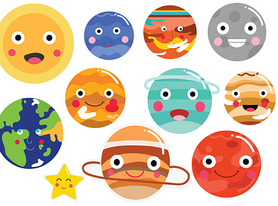 Solar system planets clipart character design clip art cute art cute illustration graphic design mars solar system universe illustration