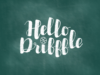 Hello Dribbble chalkboard debut dribbble handlettering invite lettering thanks