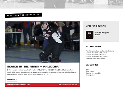 Sports Homepage News Section UI [roller derby] blog bold long island news photoshop roller derby sports ui design