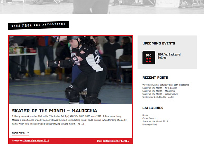 Sports Homepage News Section UI [roller derby]