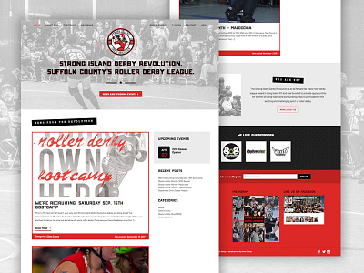 Roller Derby Site Homepage black css html red roller derby sports ui web website wordpress
