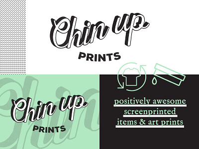 Chin Up! Branding branding etsy green handmade logo pattern shadow shop style tile texture type typography