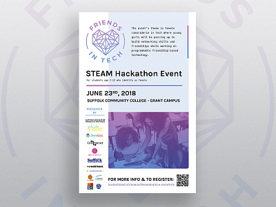 STEAM Event Flyer branding event feminine flyer gradient hearts pastel poster soft tech typography
