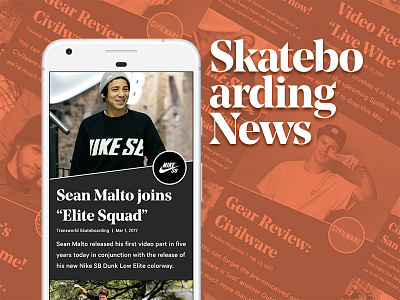 Sk8 News Dribbble mobile app news ottawa product design skateboarding ui design ux design