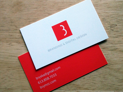 BryMcC.com Business Cards branding business card freelance ottawa print design red white