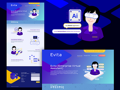 Landing Page Chatbot Evita animation branding design flat illustration logo ui ux design user experience design user interface design vector web