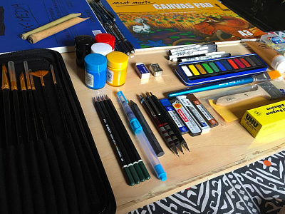 Tools of the Trade brushes calligraphy copic lettering marker palettes pens polychromas prismacolor sheet