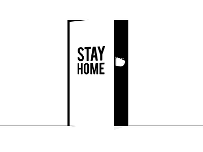 Stay home art black and white concept isolation pandemic vector