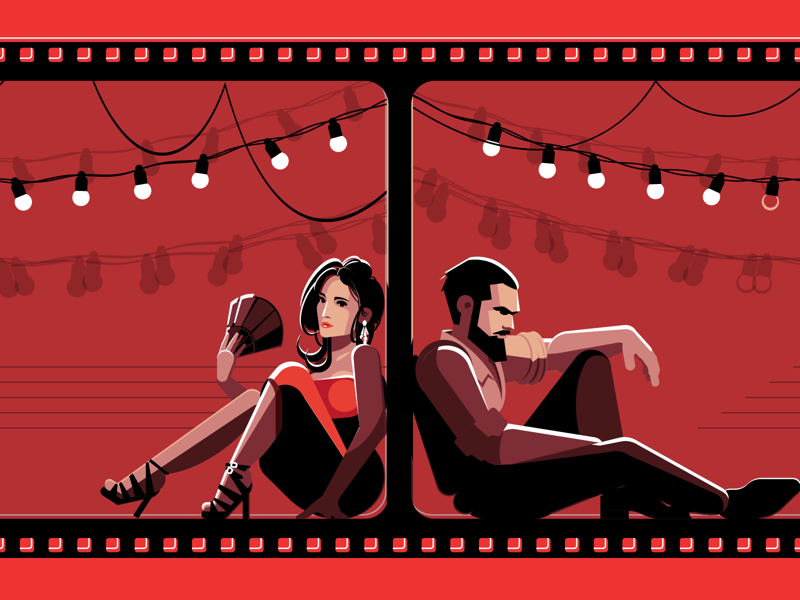 Latino Couple Sitting On Opposite Sides Of The Wall Frame By Vitaliy Shivrin On Dribbble 