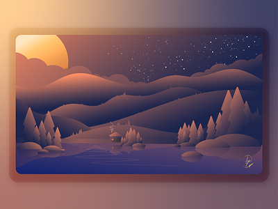 Night at Mountains adobe design graphic design ill illustration illustrationart illustrator vector