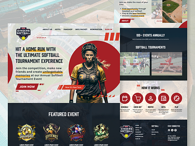 Dingers Softball Tourney Website UI UX Design design softball sports ui ux web website