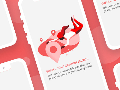 GPS permission app application flat gradient illustration minimal red ui vector