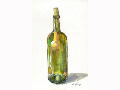 Sketchbook Bottle bottle illustration watercolor wine