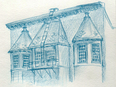 San Francisco House architecture blue drawing house pencil sketch