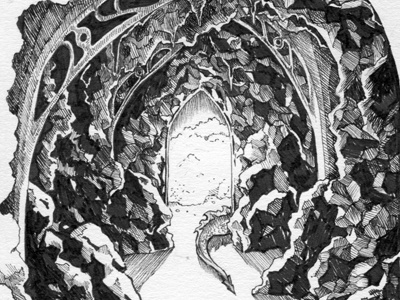 Dragon's Lair art books cave dragon fantasy illustration pen and ink