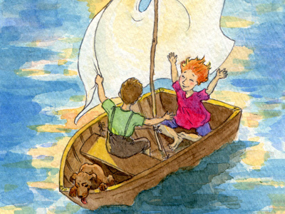 Boat Ride boat books children dogs illustration pen and ink sailing watercolor