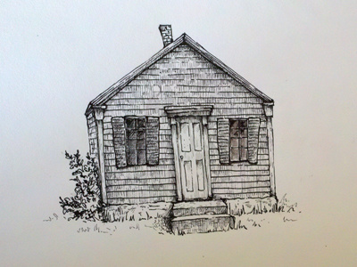 Old Schoolhouse architecture art book house illustration pen and ink