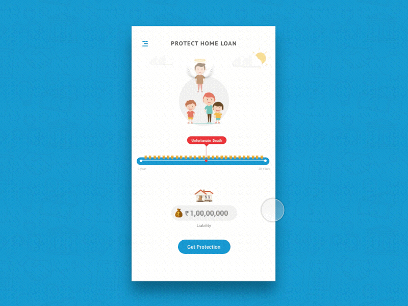 Home Loan Protection android animation calculator emi finance loan mobileapp principle sketch ui