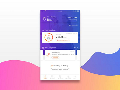 Dashboard variant - Health App dashboard health health tracker insurance ios mobile ui ux