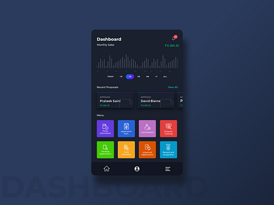 Dashboard Dark - Agent App agent android android app dashboad dashboard app illustration insurance app ios light minimal product sketch ui user interface design ux