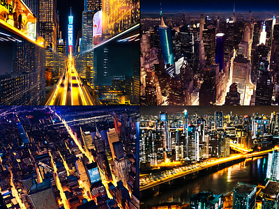 Elevated View aesthetic ai city color color palette colour design illustration lights night nyc upscaled