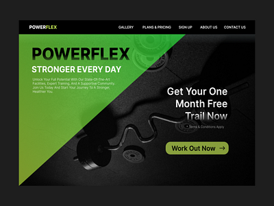 POWERFLEX GYM | Landing Page Design aesthetic color palette colour design figma fitness graphic design gym health landing page landing page desiogn ui uiux web web design website