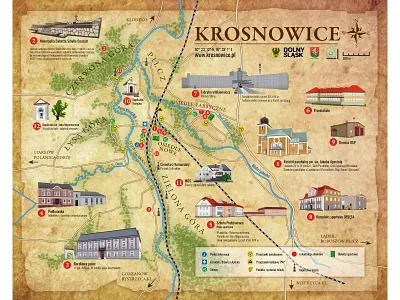 Krosnowice village affinity designer bitmap graphic design illustration map vector