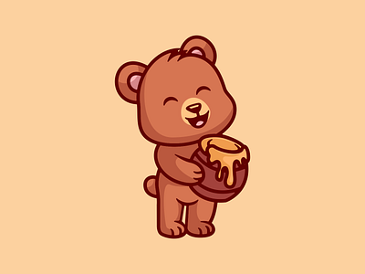 Cute Cat Illustration Cartoon animal bear cartoon character cute design graphic design honey illustration logo