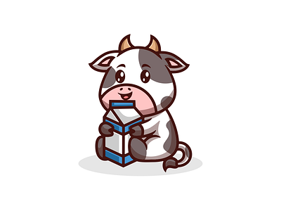 Cute cow with milk Illustration Cartoon animal branding cartoon character cow cute design graphic design illustration logo milk