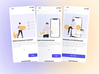 Onboarding Screens for mobile app app design designer ecommerce intro mobile security shop typography ui ui designer ux ux designer walkthrough