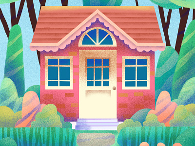 Little Cottage in a Garden art style cottage digital art digital illustration house illustration