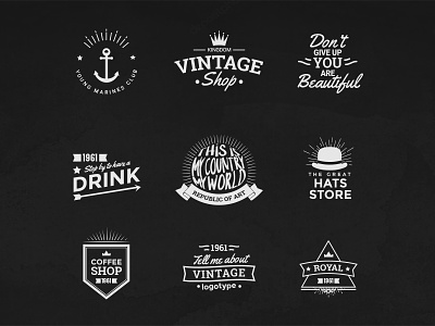 Vintage Logos Template Bundle download drink hypster logo logos logotypes old school retro soubart vintage vintage style wood