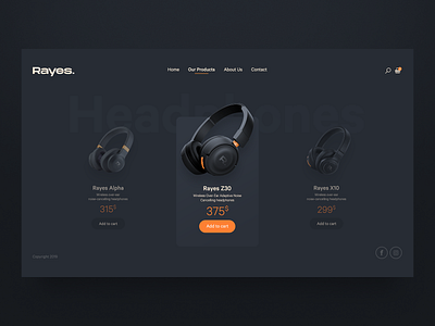 Rayes Headphones Store | Products Page adobexd app audio cuberto design download free headphones inspiration invision mobile psd ui ui design user experience user interface user interface design ux webdesign website