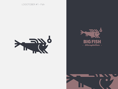 Inktober #1 - Fish big fish branding design fish inktober inktober 2020 logo logotober storyteller tim burton