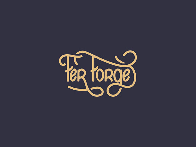 Fer forgé branding calligraphy design flat iron logo typography vector