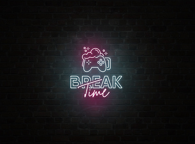 BreakTime bar branding design gaming logo neon neon sign vector