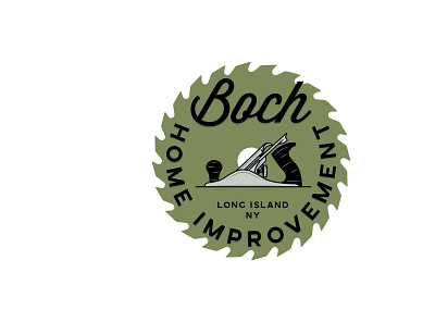 Boch Home Improvement Logo badge badge design home improvement logo logo design saw blade vintage wood plane