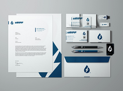 Uripp Brand Identity branding branding collateral branding identity cleantech hydrogen logo design minimal stationary stationery