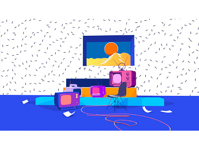 TV in the sunset branding cinema 4d illustration motiondesign