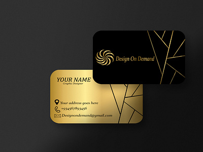 BLACK & GOLD ELEGANT BUSNIESS CARD TEMPLATE DESIGN VECTOR IMAGE.