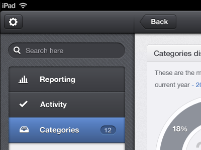 Archivme iPad app - iOS button ios ipad menu mobile navigation search texture
