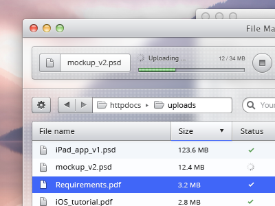 UI experiment app blurry data download loading mac memory osx progress stop tableview upload